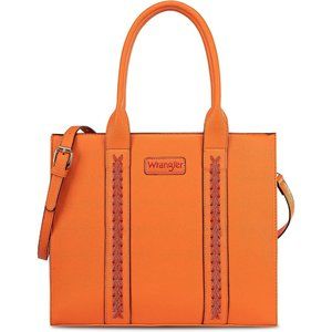 Women Orange Wrangler Tote Zipper Shoulder Handbag